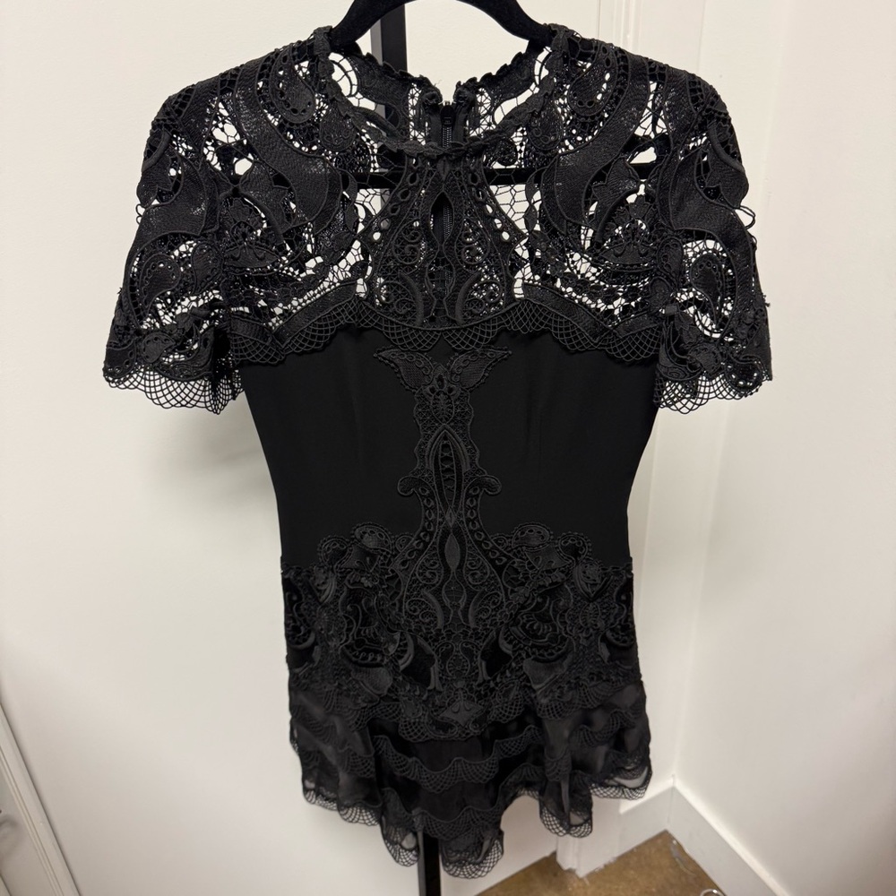 SIMKHAI PAISLEE CREPE APPLIQUÉ MINI TEE DRESS